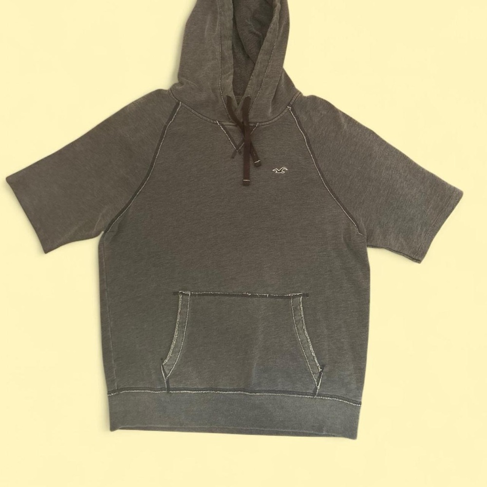 Hollister Charcoal Short Sleeve Hoodie